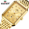 Retro classic men's watch, square waterproof swiss watch for leisure, fashionable steel belt
