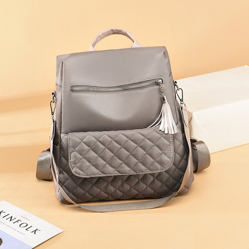 跨境2020双肩包女新款时尚韩版牛津布菱格旅行防盗背包一件代发|ru