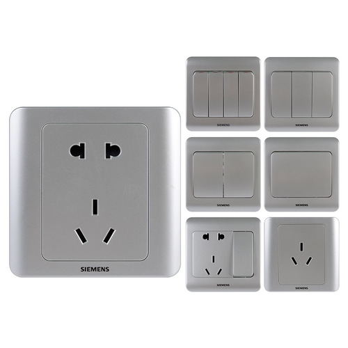 Siemens switch socket vision color silver 86 type five-hole with switch two or three eye panel category six computer set