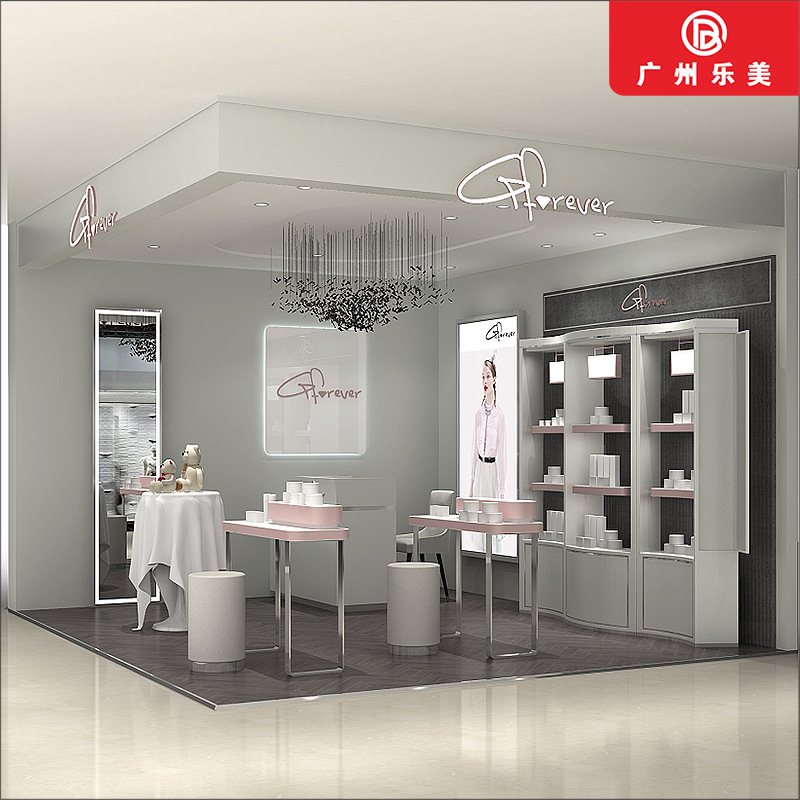 化妆品亚克力玻璃展示柜护肤品柜台前柜面膜样品柜烤漆工艺整店
