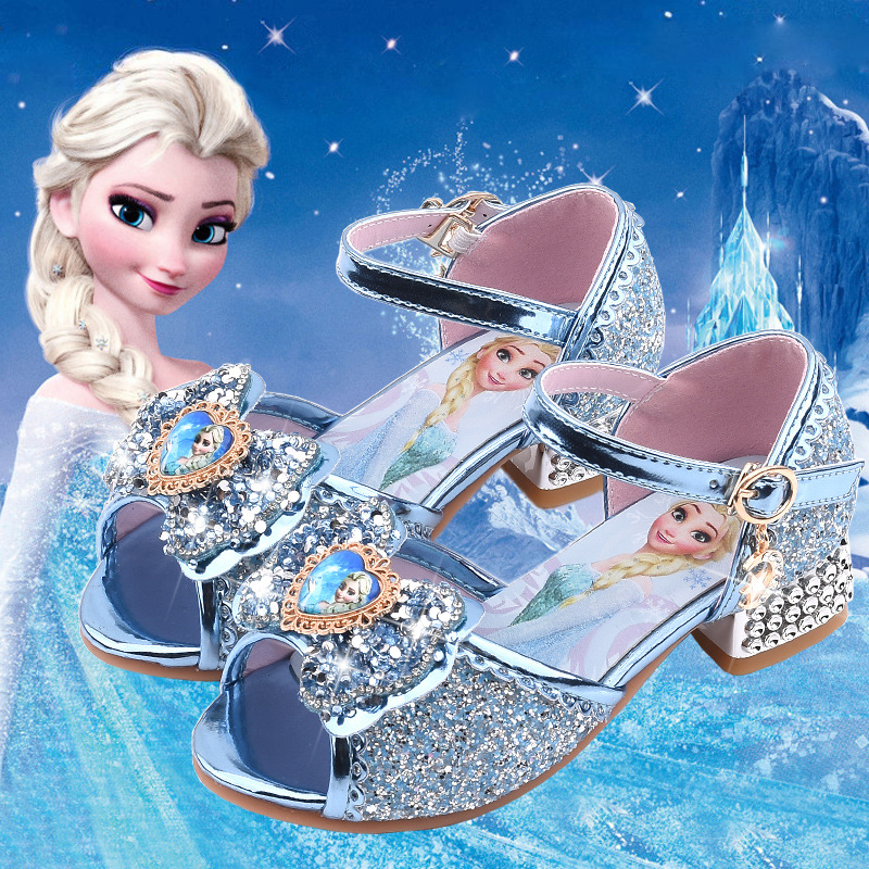 女童凉鞋冰雪奇缘爱莎公主鞋小女孩水晶鞋儿童高跟鞋走秀表演鞋
