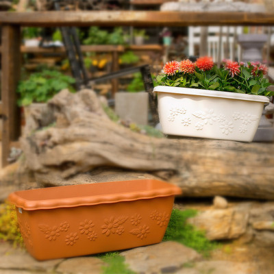 愛麗思花盆樹脂長方形花盆長條型陽台種菜免托盤設計花盆