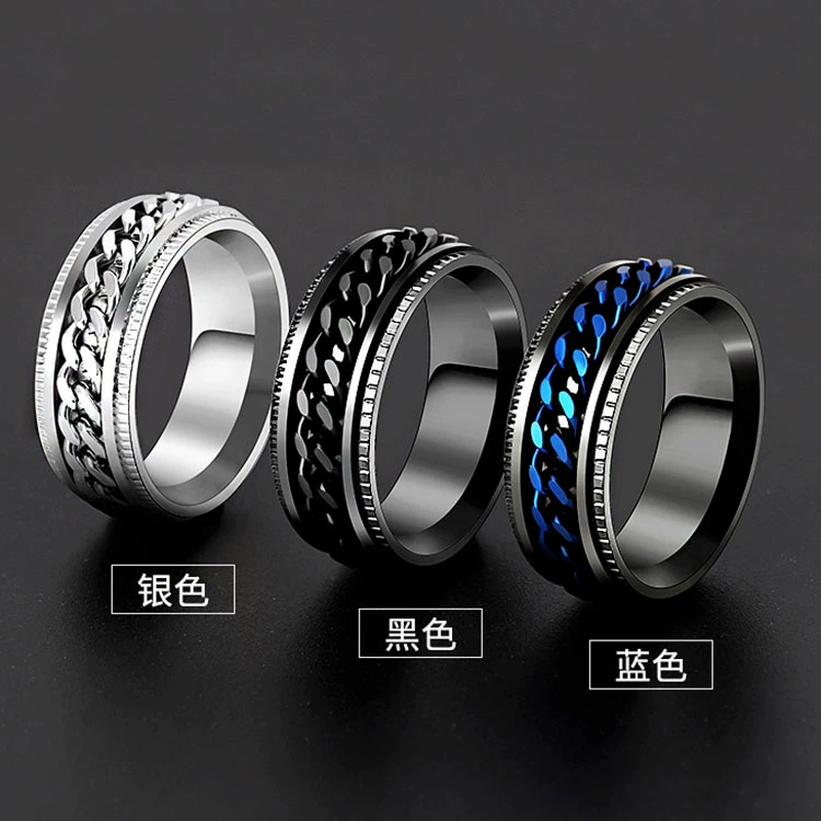 Chain, men's ring hip-hop style stainless steel, decorations, Korean style, internet celebrity