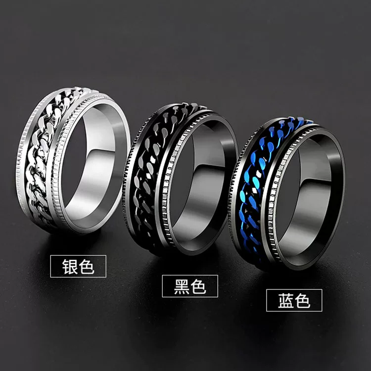 Chain, men's ring hip-hop style stainless steel, decorations, Korean style, internet celebrity