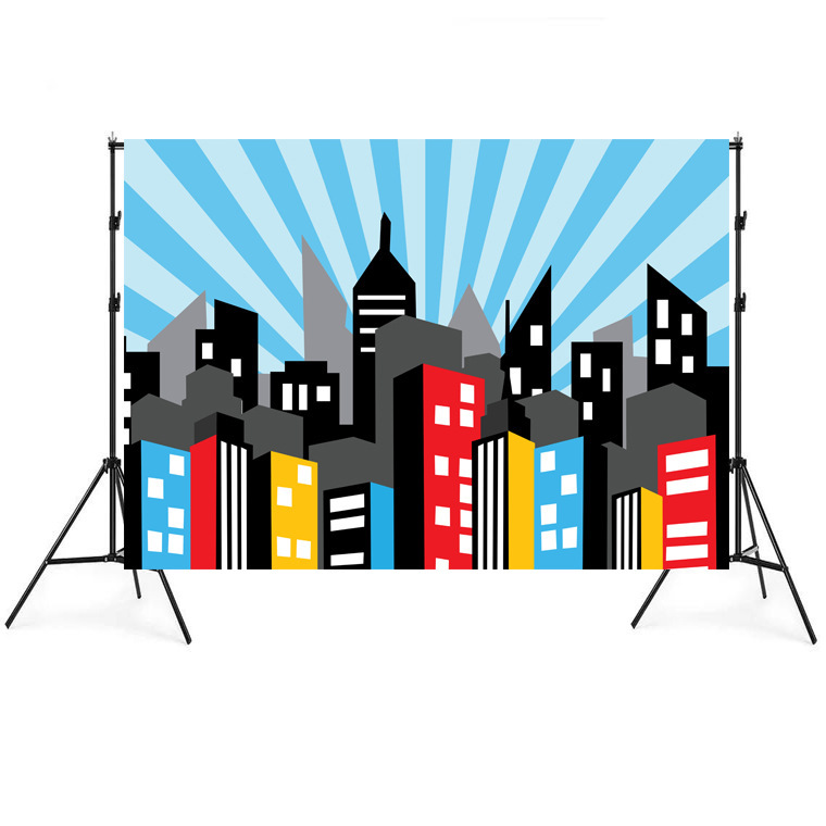 Manufacturers supply export foreign trade cross-border city hero Spider-Man children's birthday photography shooting background cloth Manufacturers supply export foreign trade cross-border city hero Spider-Man children's birthday photography shooting background cloth