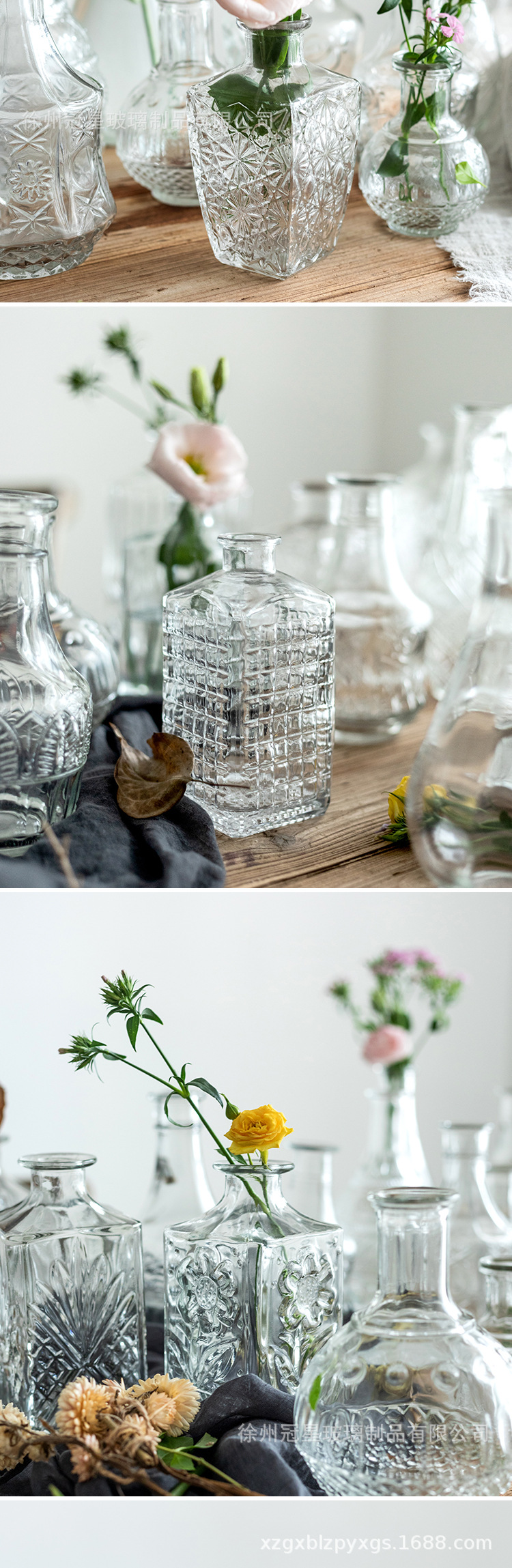 马德里细口透明创意欧式复古浮雕玻璃花瓶客厅宫廷插花花器摆件详情20