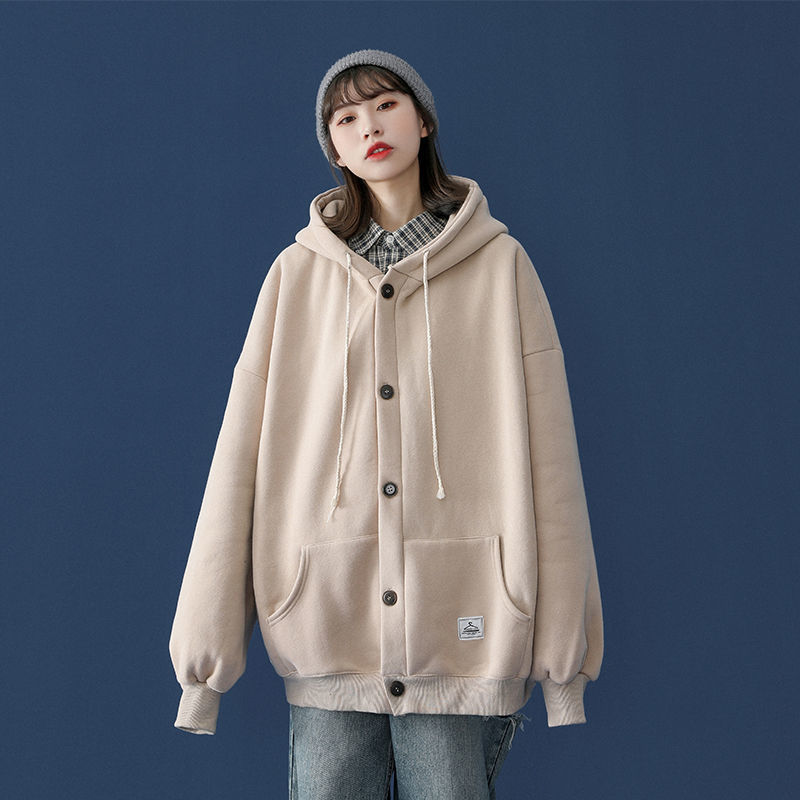 MTM236 Thu đông 2020 áo len có mũ gió lười nữ phiên bản Hàn Quốc thư sinh lỏng lẻo Harajuku Thu đông cardigan dày và nhung phù hợp tất cả các trang phục thumbnail
