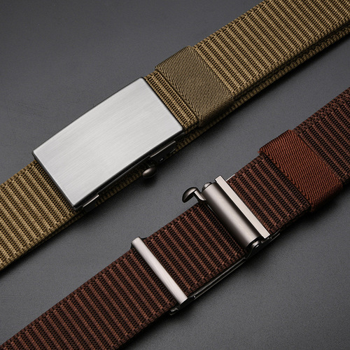  New Toothless Automatic Buckle Belt Nylon Canvas Belt Outdoor Leisure Breathable Belt Cross-Border