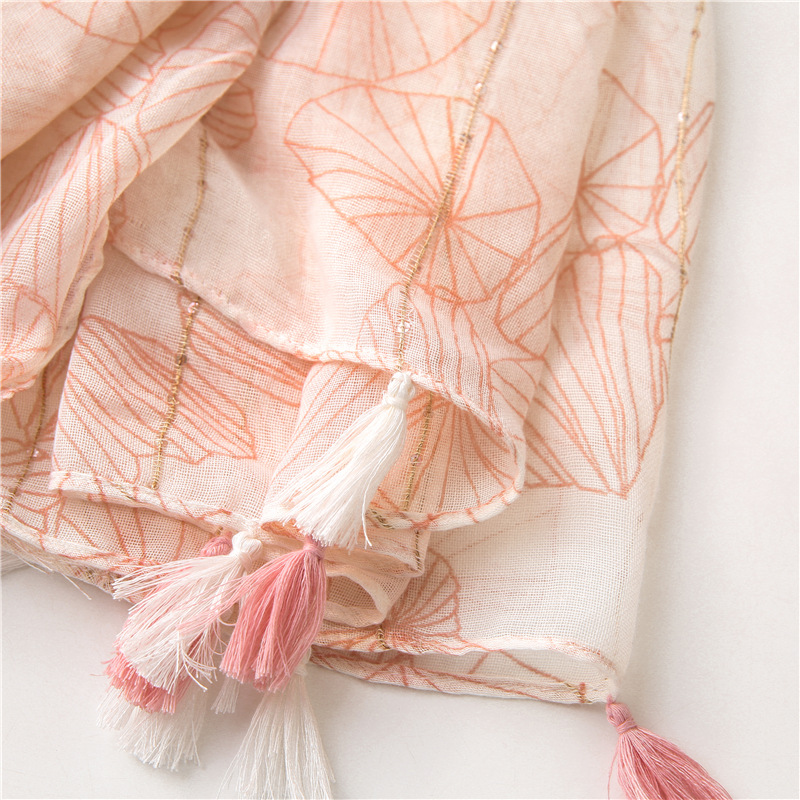 Pink Sequins Long Tassel Scarf display picture 9