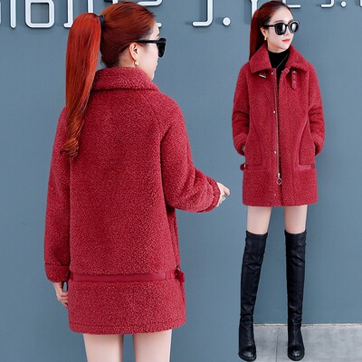 冬季羊羔毛皮草大衣女装2020年新款秋冬小个子皮毛一体颗粒绒外套|ms