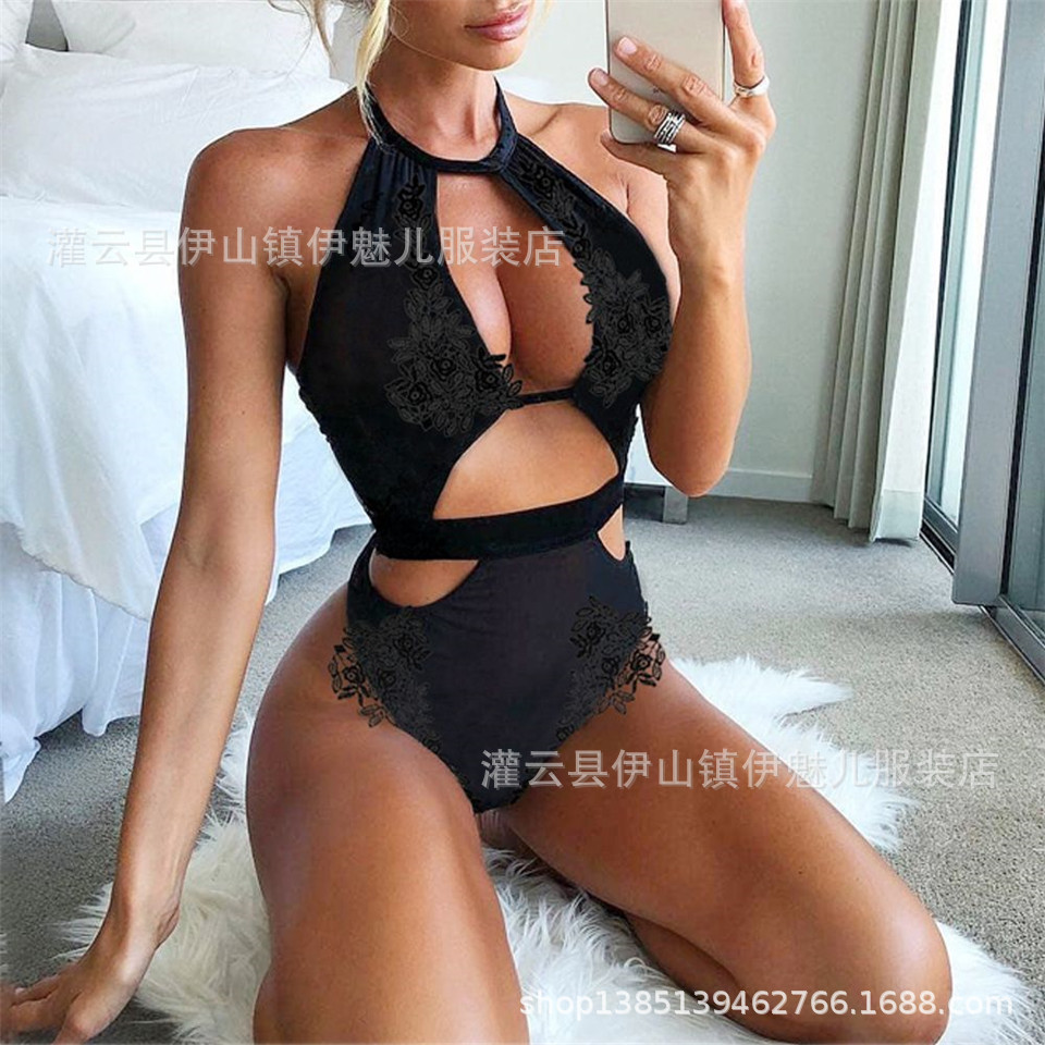 2018 Amazon Selling Europe and America Foreign trade lady interest Underwear Jacobs perspective printing sexy one-piece garment