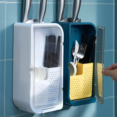 With cover Chopsticks basket Shelf Wall mounted household originality Leachate Chopsticks tube kitchen Spoon Tool carrier Chopsticks cage storage box