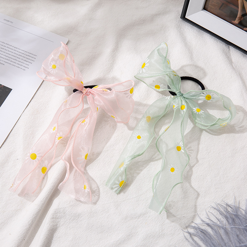 Korea Bowknot  Streamer Lace Little Daisy Cute Hair Scrunchies  Wholesale display picture 3
