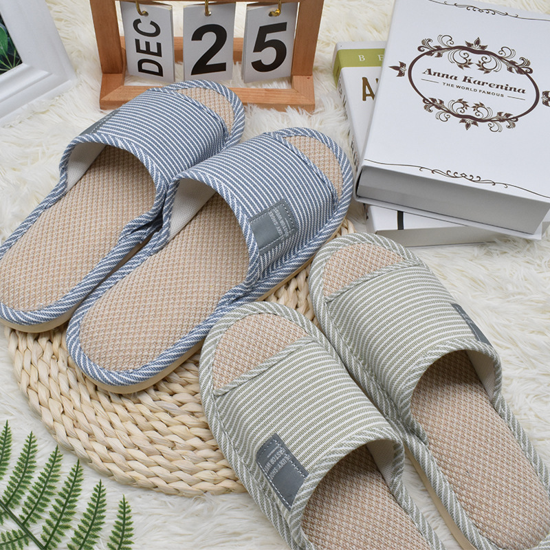 新款四季休閑亞麻拖鞋情侶棉麻家居韓版木板拖鞋男女室內拖鞋