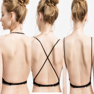 Three ways to wear large backless dress halter invisible strapless bra beauty back French style wireless bra reservation order