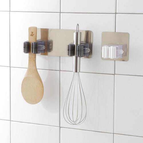 Magic Sticker Strong Hook Bathroom Traceless Mop Hanger Bathroom Wall-mounted Traceless Nail-free Mop Clamp Holder