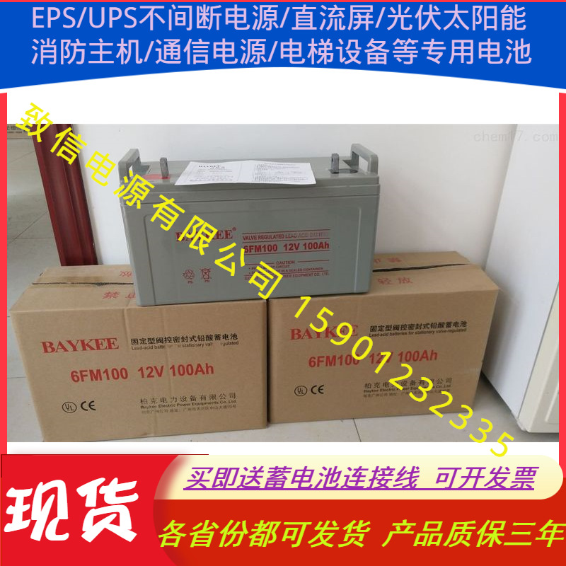 柏克BAYKEE蓄电池6FM100 12V100AH太阳能UPS电源直流屏储能店铺