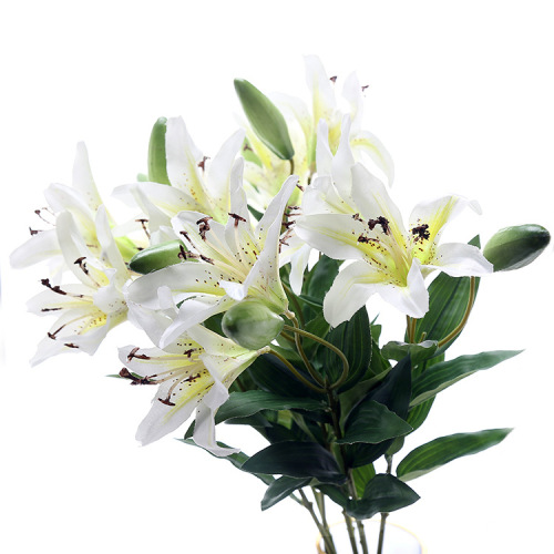 Simulated lily single bouquet, fake silk flower, living room dining table, floor-standing desktop decoration, indoor floral arrangement