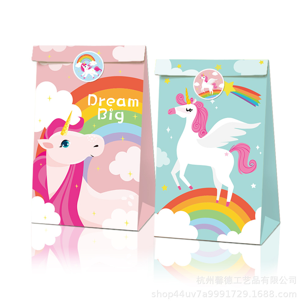 LB024 Amazon deseo bolsa de papel unicornio caballo fiesta bolsa unicornio caramelo bolsa de regalo bolsa de papel