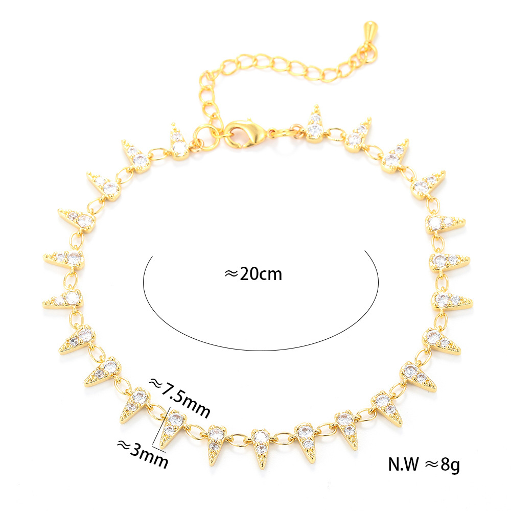 12g Weight Bracelets Classification Anniversary, Business, Travel Occasion Copper Material Geometric Pattern Unisex Gender Plating Design Fashion Style Fashion Geometric Full Diamond Zircon Copper Bracelet Sets 17