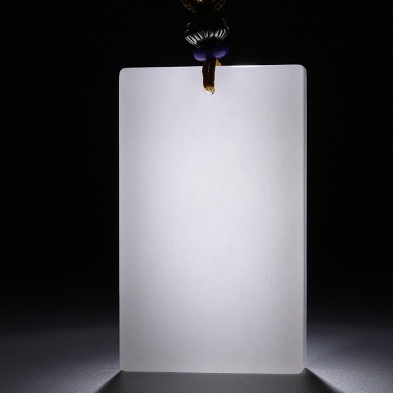 阿富汗玉无事牌男女款白玉项链玉佩挂件白光板玉牌