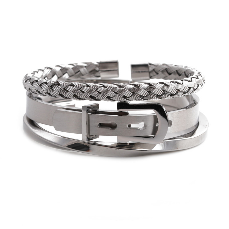 Stainless Steel Adjustable C-shaped Twisted Twist Open Bracelet display picture 6