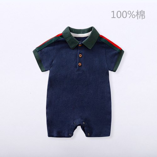 Baby Bodysuit  Summer Thin Short Sleeve Boy Baby Gentleman Crawling Suit Foreign Trade Hairy Top One Piece Dropshipping