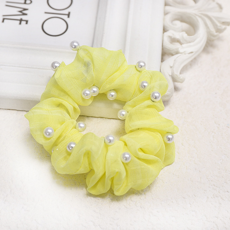 Korea New Lattice Nail Pearl Color Bright Hair Scrunchies Wholesale Nihaojewelry display picture 8