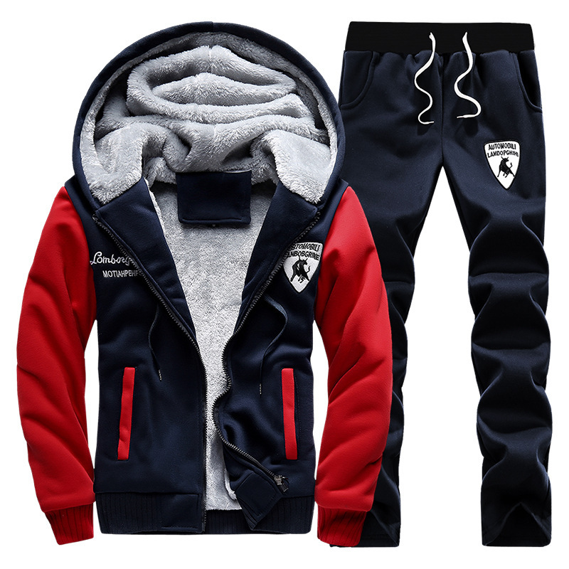 Roupas masculinas de inverno, mais veludo e moletom masculino espesso, mais jaqueta esportiva quente e slim de tamanho extra grande_voghion.com