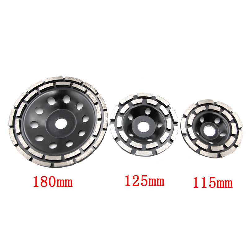 Muela abrasiva de doble fila de diamante negro al por mayor transfronterizo para molienda eléctrica 115-125-180mm Disco de molienda de pared