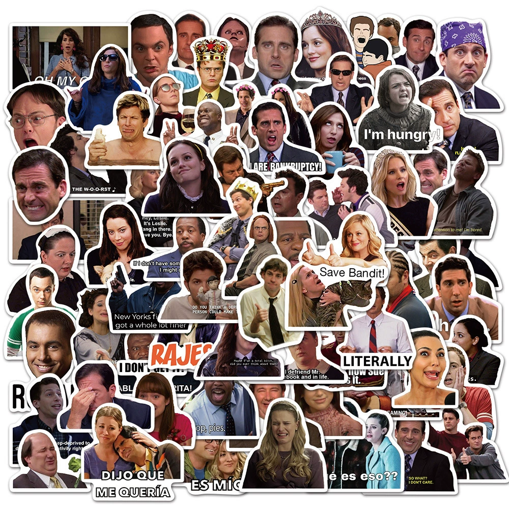 100 классических эмодзи-наклеек из ПВХ с изображениями американских сериалов для багажа, водонепроницаемые, для офиса, кузова автомобиля