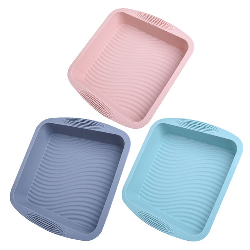 Square silicone cake pan for making cakes, toasts, and bread, non-stick, high-temperature resistant, oven baking mold, household use.