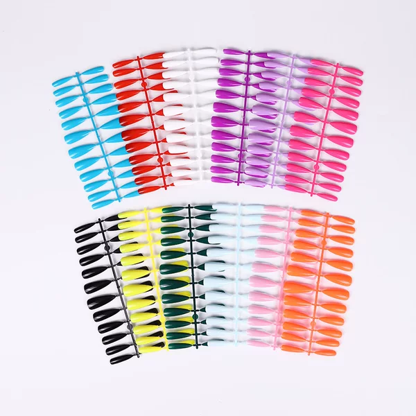 24 Pieces of Water Drops Long Full Paste Wear Ballet Pointed False Nails ins Solid Color Nail Art Stiletto Nails
