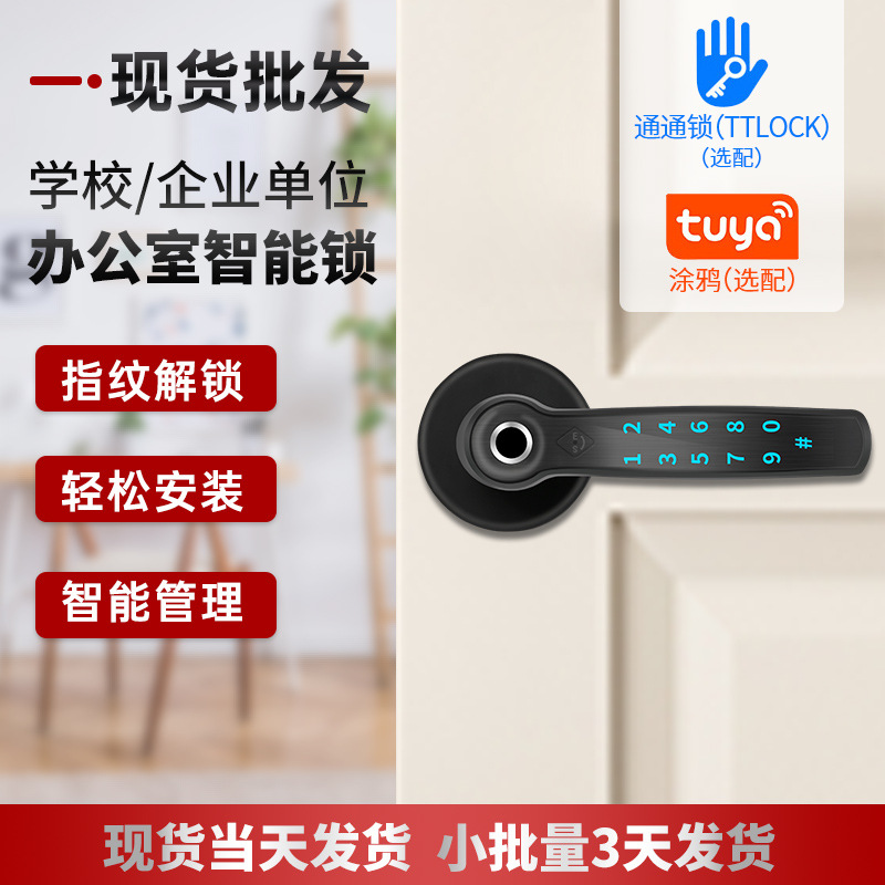 海外仓代发门锁静音锁指纹锁家用密码锁木门球形锁智能门锁