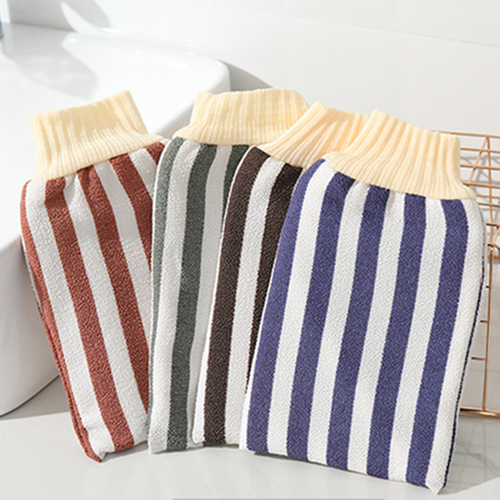 Bathing artifact vertical strip bathing and bathing gloves double-sided powerful decontamination mud striped bath towel scrubbing bath towel