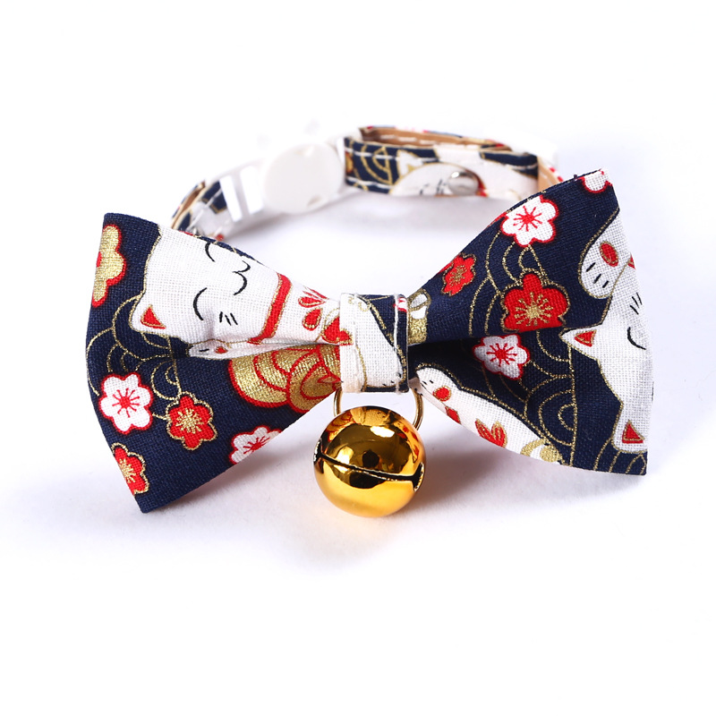 Gatos de ganancia ajustables perros de lazo de mascota collar de campana arco gatos perros collar general estilo japonés y coreano