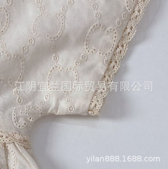 一件代发cici家20春夏新款高级感定制大牌风GC镂空字母绣花娃娃裙|ms