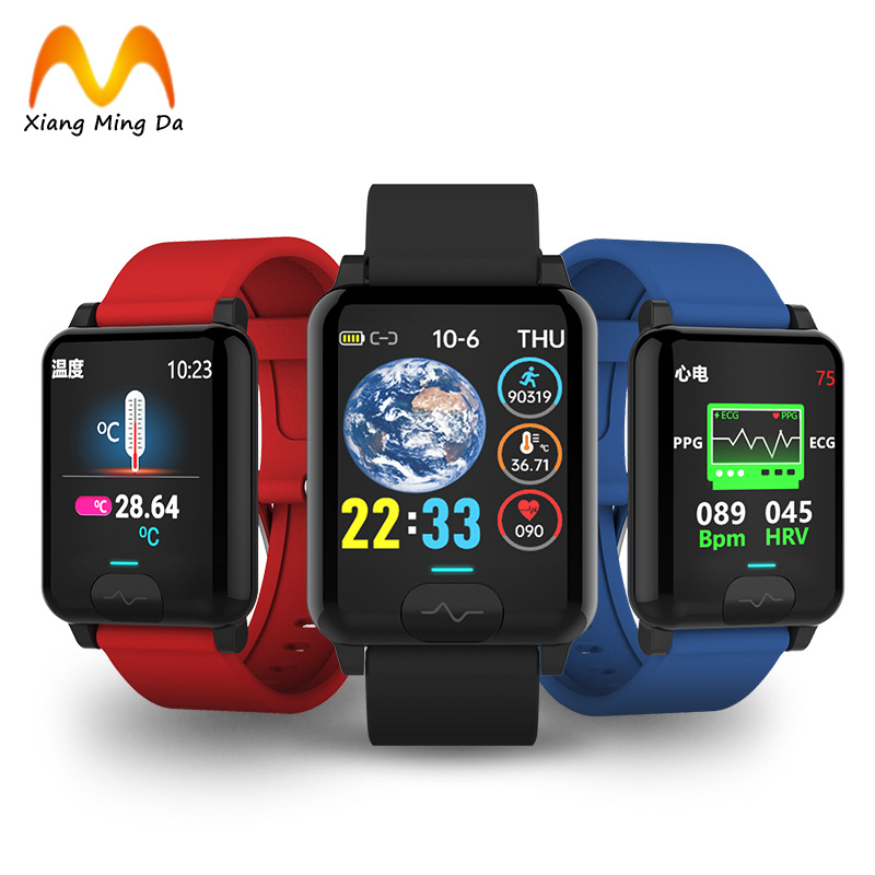 新款E04S智能手环体温心率血压血氧呼吸率监测ECG+PPG心电图IP68|ms