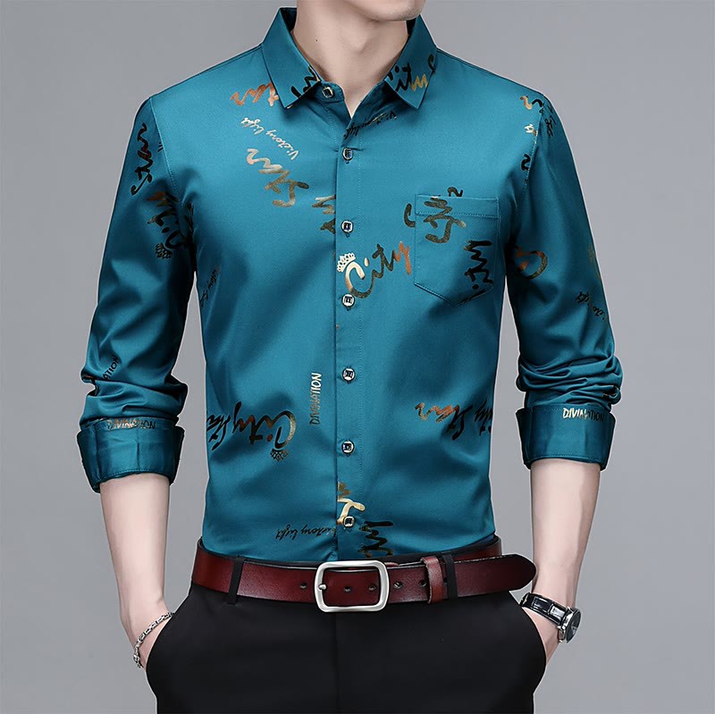 一件代发厂家直销 春秋新款男士冰丝长袖衬衫时尚百搭舒适亲肤|ms