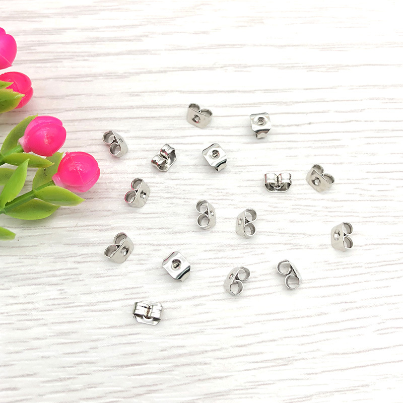 Ear Nuts Jewelry Making Type 100 PCS/Package 5*3.5mm 6*4.5mm Metal Solid Color Ear Nuts