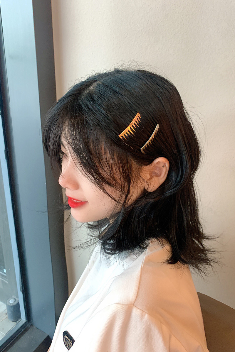 8g Weight Headwear Classification Metal Material Women'S Gender Simple Style Style Orange, Grey, Pink, Purple, Red, Green, Gold, Silver Color Colorful Metal Hair Comb Hair Comb Bangs Comb Hairpin Hair Ornaments Korean Ins Simple Net Red Top Hair Clip Headdress 5