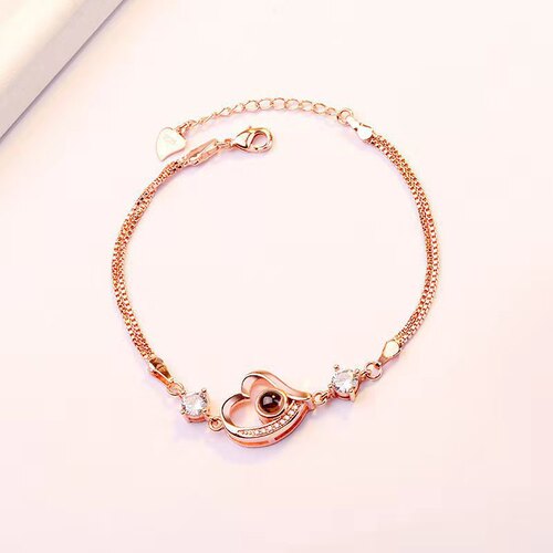 Love Memory 100 Languages I Love You Project Heart Shape Bracelet Girl Mood Couple Same Style