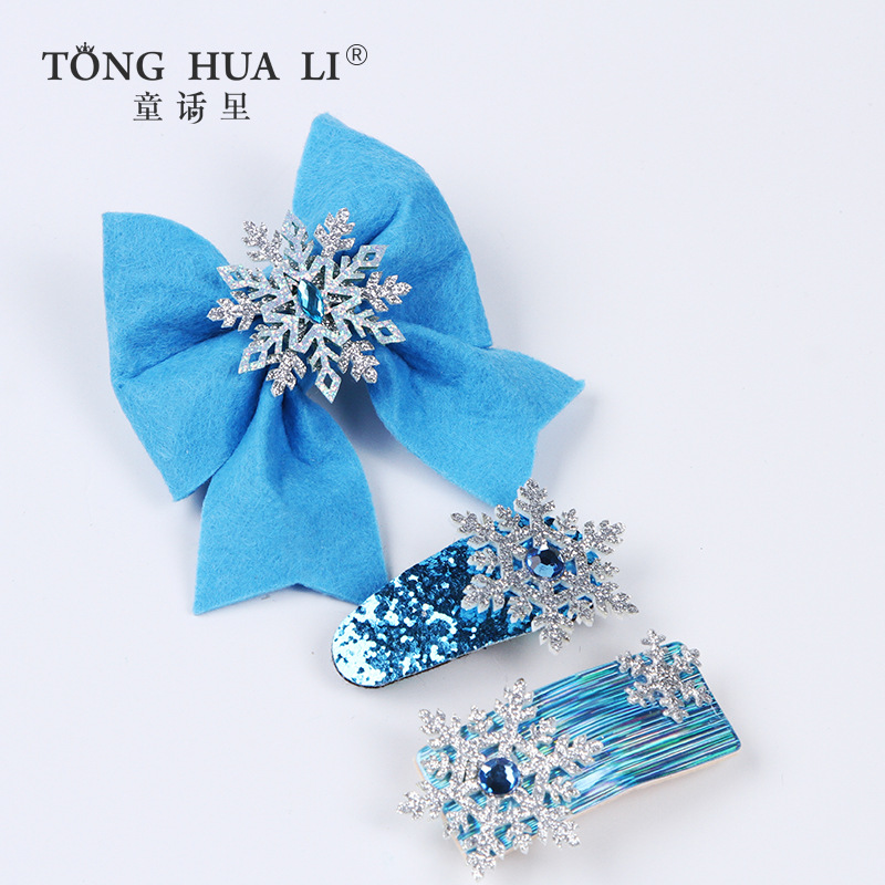 Children's Hairpin Set, New Mesh Bow, Kidsren's Hairpin Creative Style, Frozen Hair Accessories