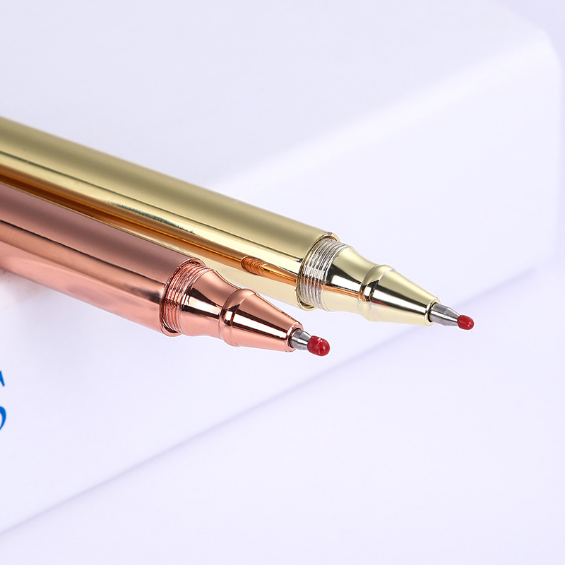 Suministro directo de fábrica pluma de firma de metal Pluma de cobre de forma de aro dorado multicolor opcional Logotipo de letras de pluma de metal de negocios