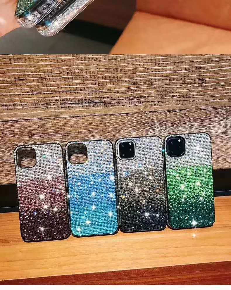Suitable for iPhone 14 three color gradient phone case, Apple 13 edge water diamond Samsung S22U protective case_voghion.com