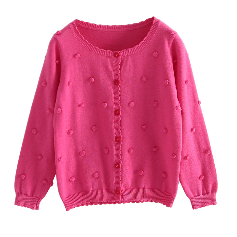 Entrega de una pieza ropa para niños Bola de cuello redondo para niños Chaqueta de punto de algodón puro abrigo de manga larga suéter de niña camisa de aire acondicionado