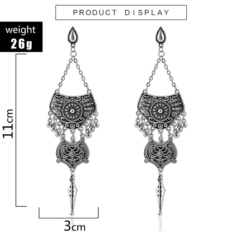 Trend Long Earrings Simple Retro Bell Earrings Carved Tassel Jewelry Daily Wild Accessories Wholesale display picture 1