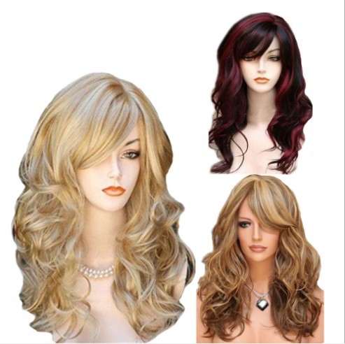 2020 Amazon Europa y América peluca femenina wig hair multicolor rizado de longitud media pelo fibra química