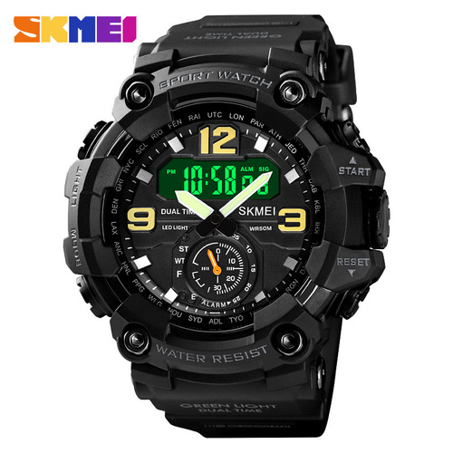Momentum cool outdoor shockproof plastic men's watch large dial sports pin buckle digital display synchronous machine electronic watch