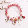 Cute crystal bracelet, strawberry, beaded bracelet, bead bracelet for elementary school students, Korean style, cat, flowered